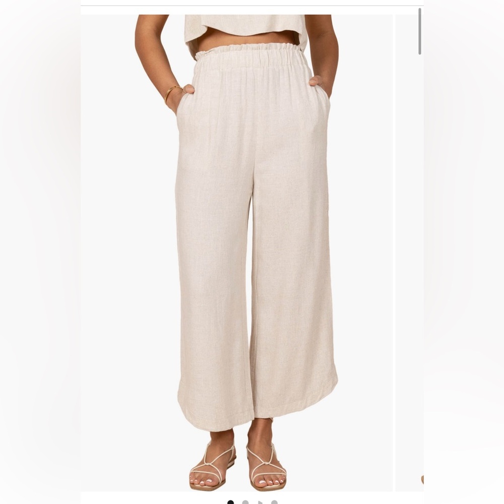 Petal & Pup Elegant Cream - wide leg - linen Trousers - XS